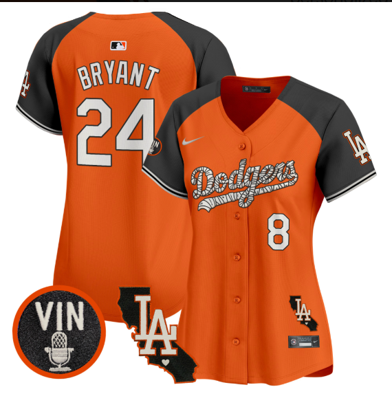 Women Los Angeles Dodgers 24 Bryant 2025 orange Limited Stitched Jersey style 2